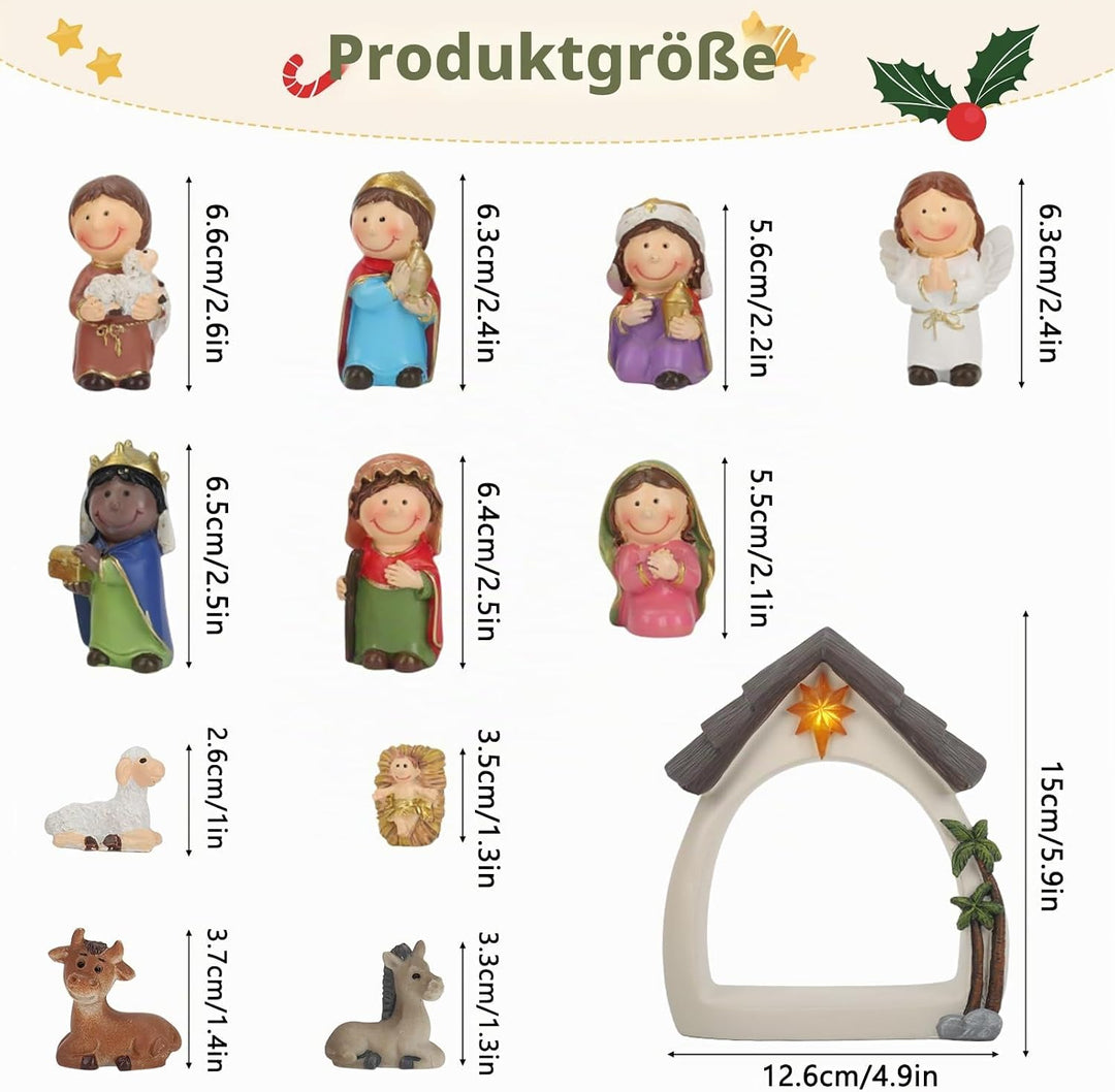 Weihnachtskrippe,Krippenfiguren Set für Oster,Oster-Auferstehungsszene-Set,Ostergeschenke Osterdekor