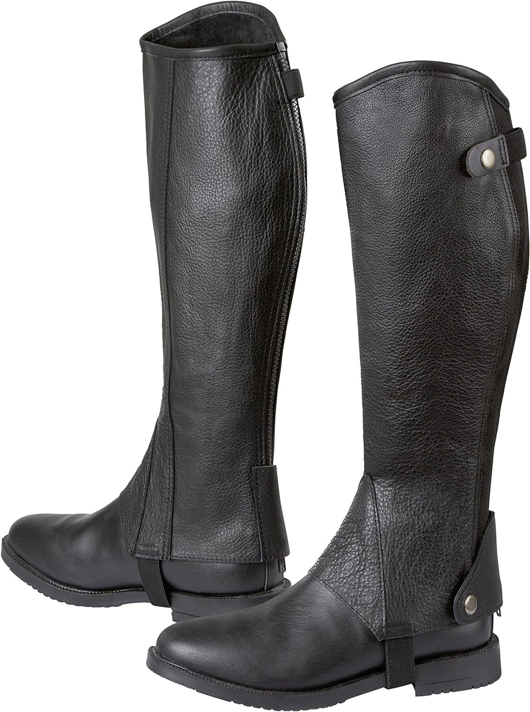 Covalliero Minichaps Elasto Leder Elastikeinsatz X-Large Schwarz, X-Large Schwarz