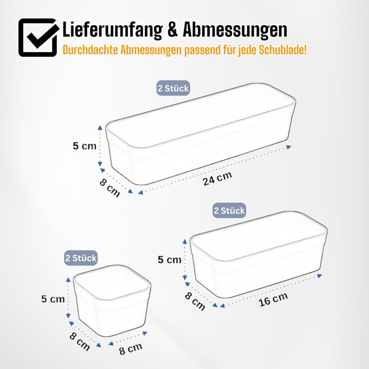 1x Schubladen-Organizer Set Aufbewahrungs-Box Einteiler verstellbar anthrazit Anthrazit-k, Anthrazit