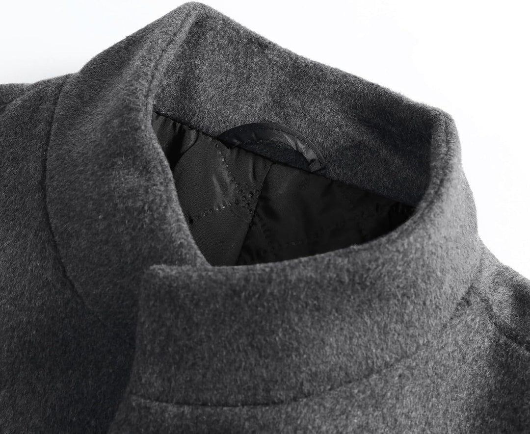 Allthemen Wintermantel Herren Wollmantel Lang Slim Fit Herrenmantel mit Stehkragen Business Coat für