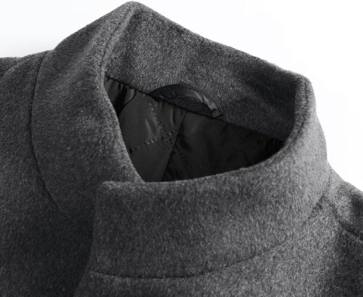 Allthemen Wintermantel Herren Wollmantel Lang Slim Fit Herrenmantel mit Stehkragen Business Coat für