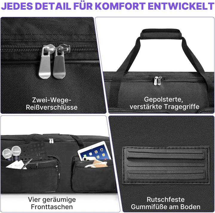 SUNDOY 61-Tasten-Klavier Keyboard Tasche, Gig Bag aus 600D Robustes Oxford-Gewebe, 10mm Schaumstoffp