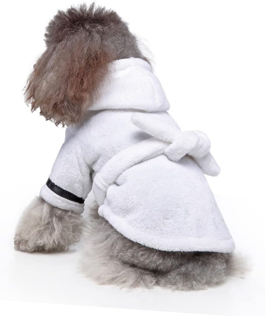 UPKOCH Hundebademantel aus Polyester für Kleine Hunde Saugfähig und Schnell Trocknend Weiss mit Bequ