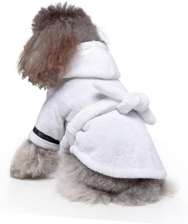 UPKOCH Hundebademantel aus Polyester für Kleine Hunde Saugfähig und Schnell Trocknend Weiss mit Bequ