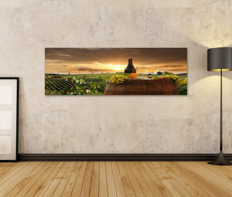 Bild auf Leinwand Weinberg Chianti Toskana Weissweinfass Italien Wandbild Poster Kunstdruck Bilder F