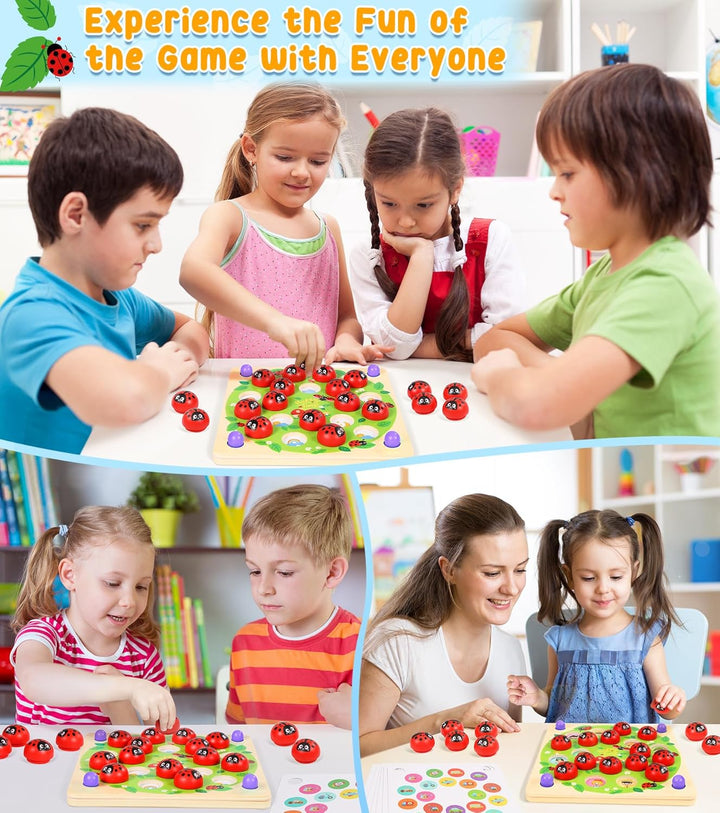 Montessori Spielzeug ab 3 4 5 Jahre - Memory ab 2 3 4 Jahre - Kinderspielzeug Ladybug Marienkäfer Ho