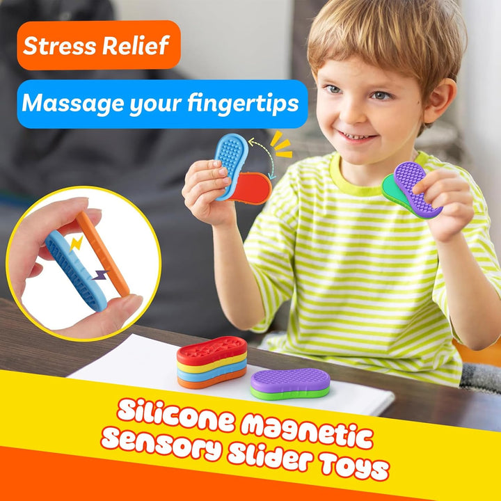 6 Stück Magnetische Fidget Toys, Magnetische Anziehungskraft Stress Bälle mit Silikonhülle, Sensory