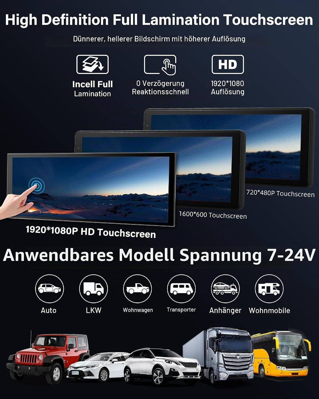 11,3 Zoll Carplay Android Auto Display mit Stehende Halterung, 350° Drehbare 4K Dashcam Buddy Displa