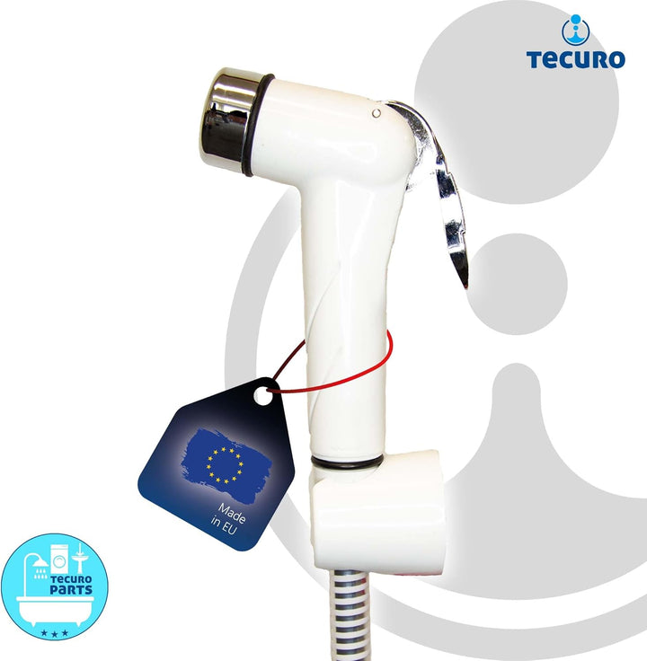 tecuro Bidet WC Handbrause Set SHATTAF, weiss/chrom, 1-strahlig, 1,20 m Schlauch und Wandhalter - T1