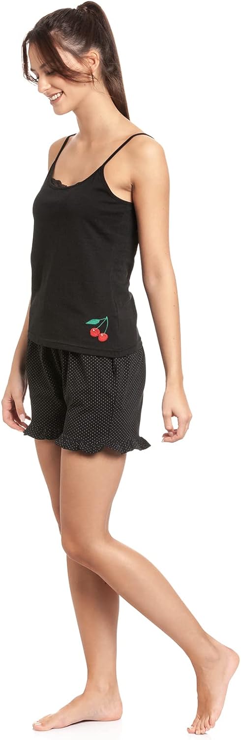 Pussy Deluxe Dotties Damen Pyjama schwarz Allover XS, XS
