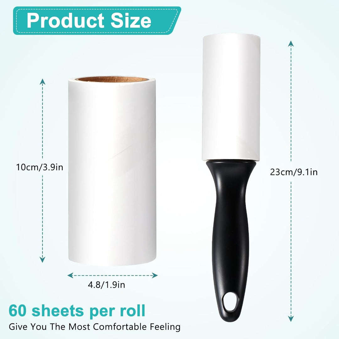 Vinabo Fusselrolle (1 Griff + 6 Rollen Klebeblätter),Selbstklebende Kleiderrolle,Extra Klebriger Tra