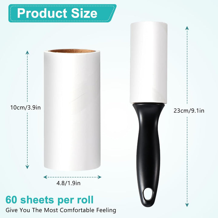Vinabo Fusselrolle (1 Griff + 6 Rollen Klebeblätter),Selbstklebende Kleiderrolle,Extra Klebriger Tra