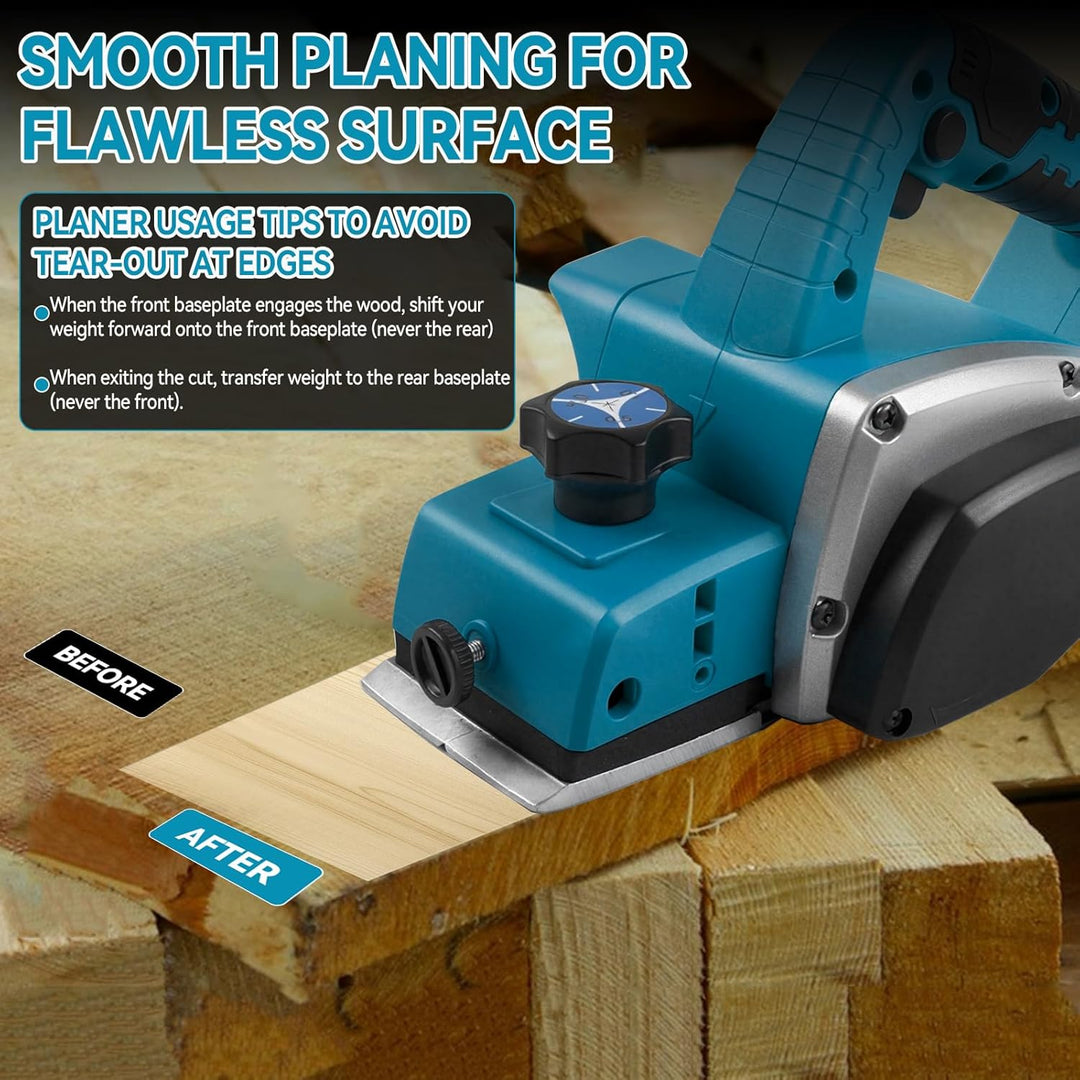Kabelloser Elektrohobel für Makita 18 V, 15000 U/min Bürstenloser elektrischer Handhobel mit 82 mm B