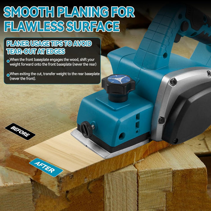 Kabellose elektrische Hand-Planer kompatibel mit Makita 18V Batterie, 15000RPM bürstenlose Power Hol