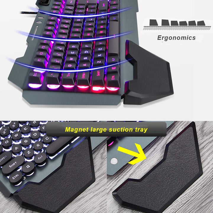LexonElec Wireless 2.4G wiederaufladbare Tastatur Maus Set 3000mAh Grosse Kapazität Mechanisches Fee