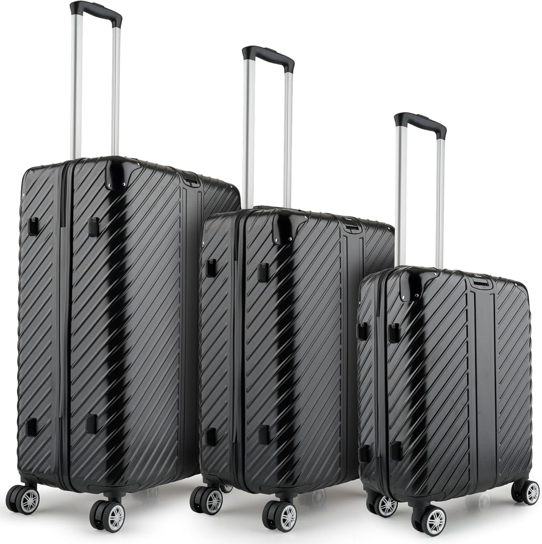 3-Set Gesamtvolumen 240L, Reisekoffer mit Rollen - Extrem Stabiler Trolley Koffer mit Laptoptaschen-