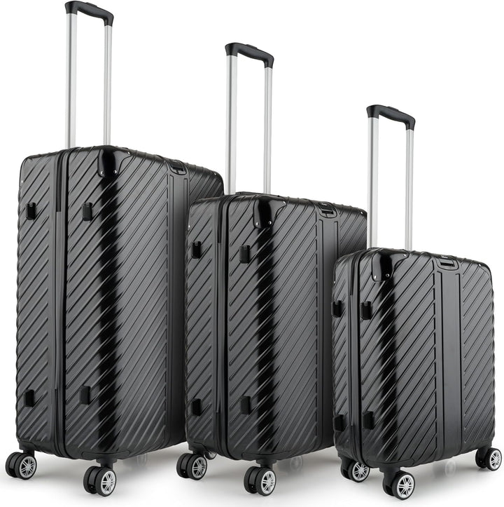 3-Set Gesamtvolumen 240L, Reisekoffer mit Rollen - Extrem Stabiler Trolley Koffer mit Laptoptaschen-