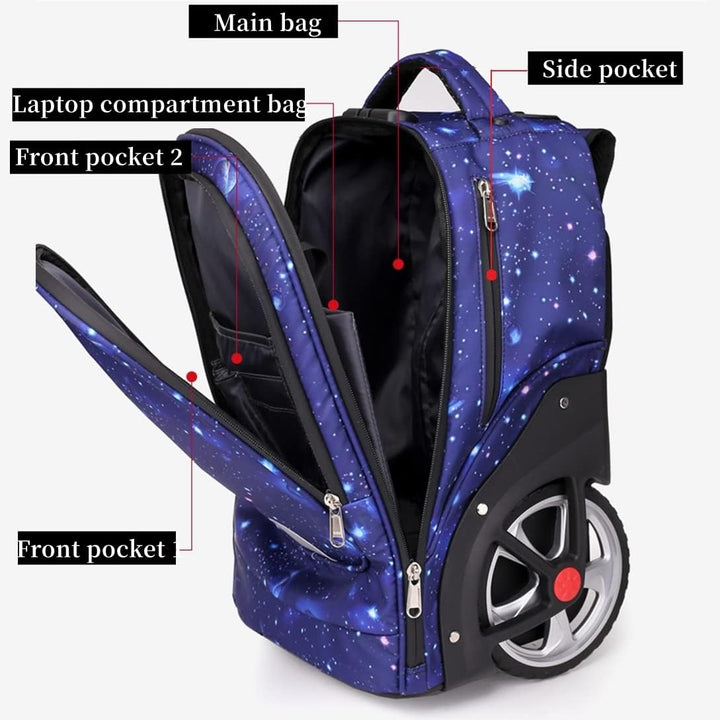 FEEIMOL Trolley Rucksack mit Rollen Rolling Schultasche für Mädchen Jungen Schüler Reisegepäck Lapto