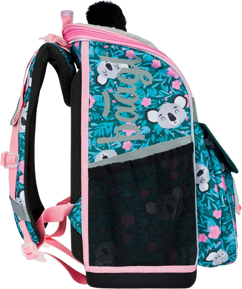 Baagl Schulranzen Mädchen 1. Klasse - Ergonomische Schultasche für Kinder - Schulrucksack mit Brustg