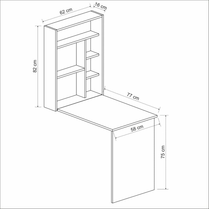 [en.casa] Schreibtisch Greve Wandklapptisch Weiss Walnuss-Optik Bürotisch Arbeitszimmer Wandtisch kl
