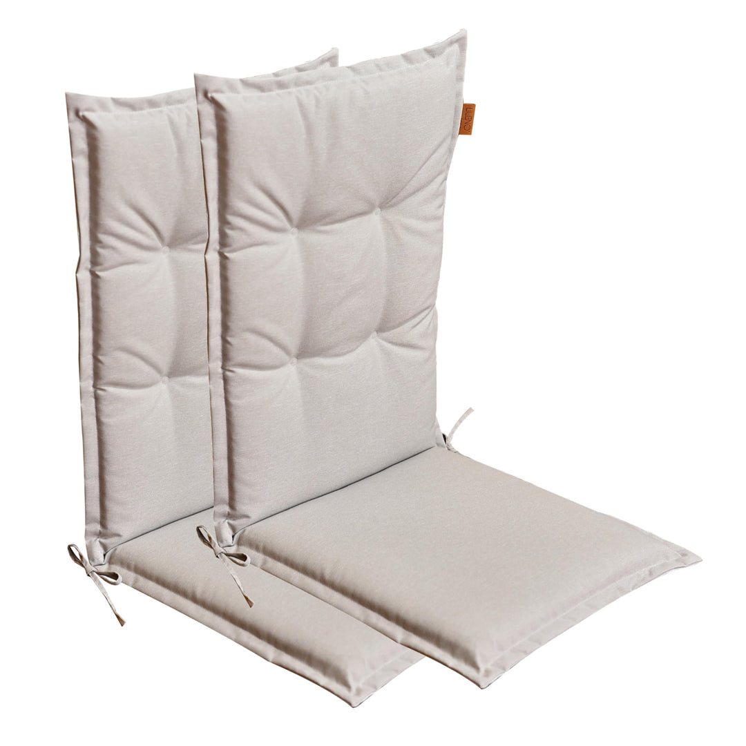 LILENO HOME Gartenstuhl Auflagen [2er Set - Hochlehner] in Beige - Bequeme Liegen als Sitzauflagen f