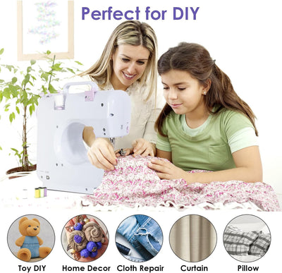 Todeco Nähmaschine für Anfänger und Kinder, 12 Stichmuster, Nähmaschine Klein mit Fusspedal Nählicht