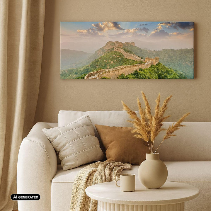 Panorama Bilder auf Leinwand 100x40cm Leinwandbild Wand Berg asiatisch china Gross Wanddeko Bild Sch