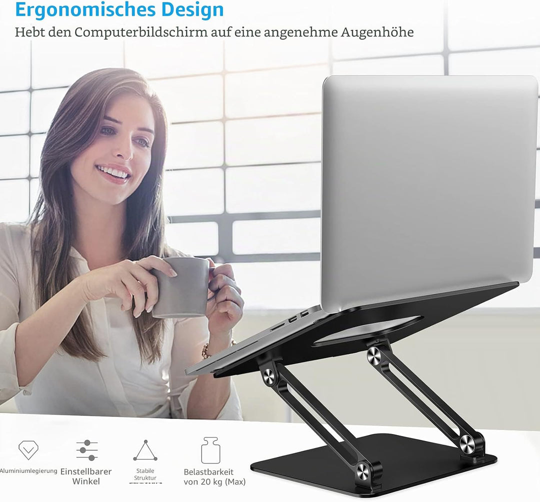 BoYata Laptop ständer, Multi-Angle-Standfuss mit Heat-Vent, Aluminium Einstellbares Notebook ständer