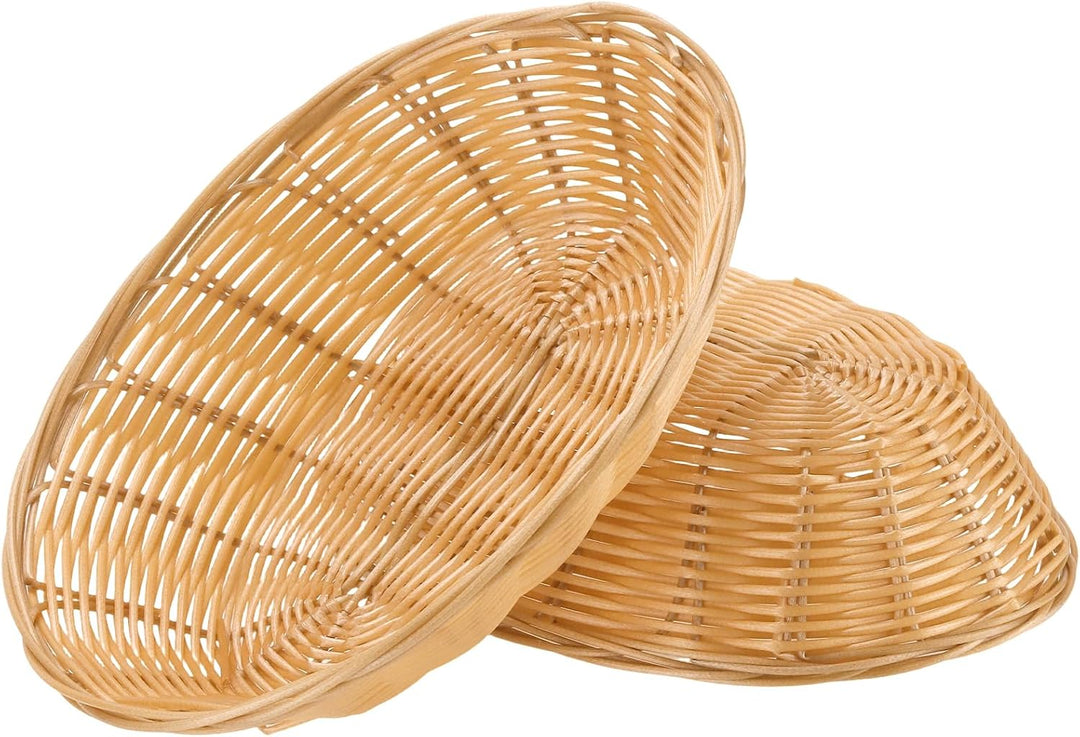 12 Stück Brotkorb Geflochten, Weidenkorb oval, 23x15x6,5cm, Kunststoffgeflecht Aufbewahrungskorb, st