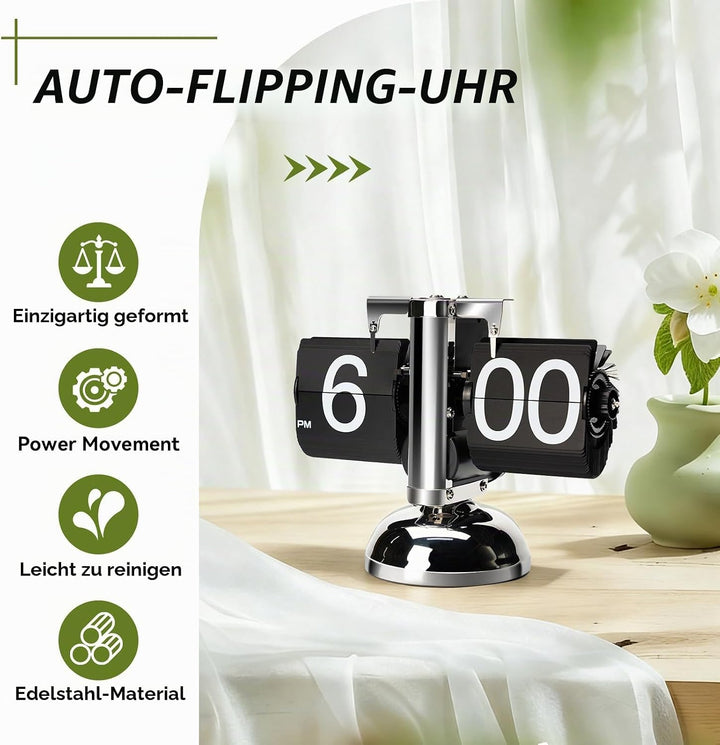 Tischuhr Vintage Retro Flip Uhr, Retro-Flip-Down-Uhr Mit GrossEn Ziffern, Tischuhr Digital Mit Batte