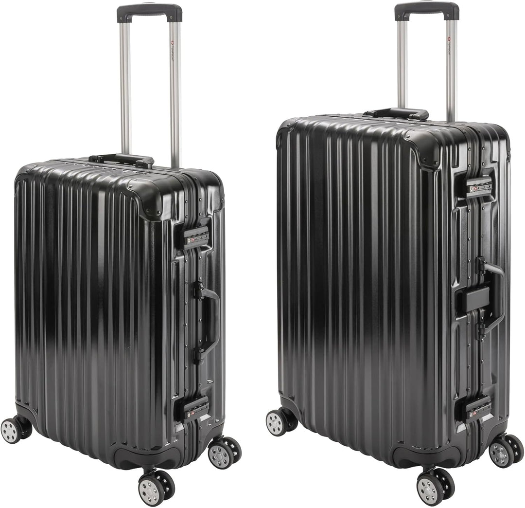 Travelhouse London Koffer Schwarz S-55cm, L-55cm · 2er-Set · Alu-Rahmen · Polykarbonat Hartschale ·