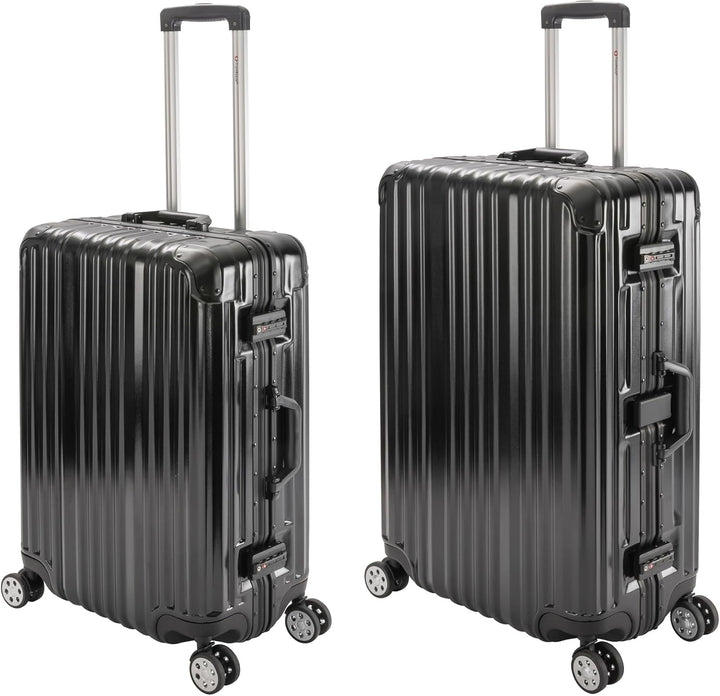 Travelhouse London Koffer Schwarz S-55cm, L-55cm · 2er-Set · Alu-Rahmen · Polykarbonat Hartschale ·