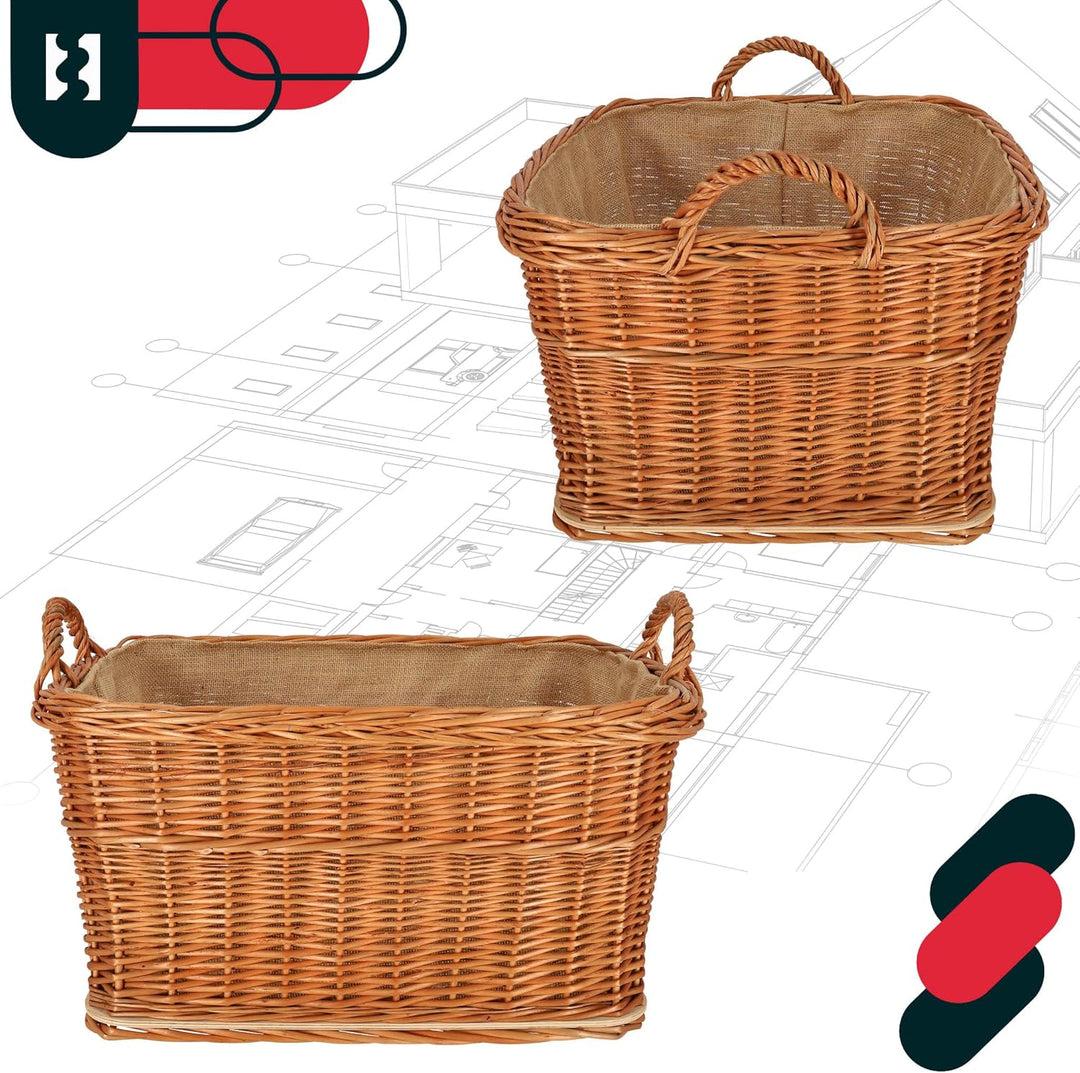 KOTARBAU® Weidenkorb für Brennholz - Holzkorb für Kaminholz - Erntekorb - 60x50 cm - Kaminholzkorb m