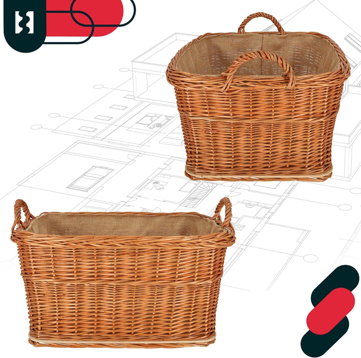 KOTARBAU® Weidenkorb für Brennholz - Holzkorb für Kaminholz - Erntekorb - 60x50 cm - Kaminholzkorb m