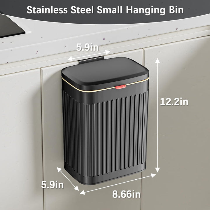 Mülleimer Hängend für Küche, Edelstahl Mülleimer mit Deckel 8L, Komposteimer für Küche, Camping, Woh