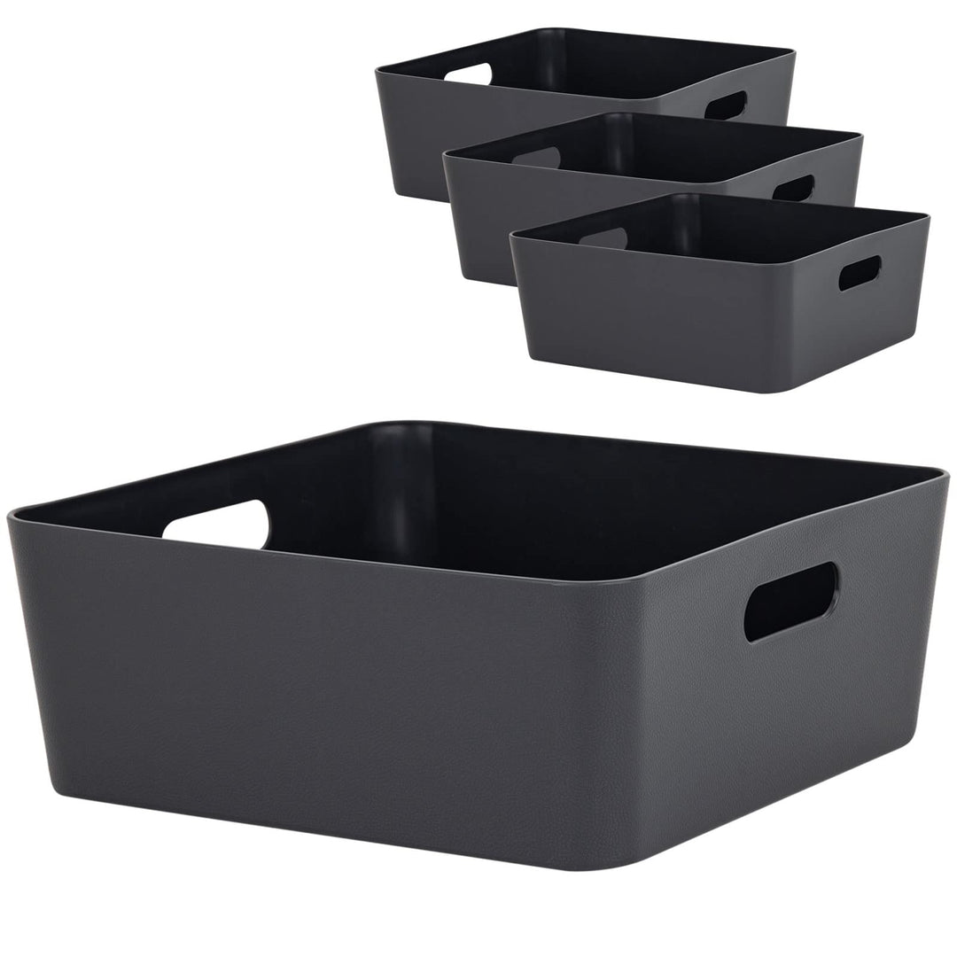 #11 4X Ordnungsbox - 12 cm hoch - anthrazit - 30x 30 cm - Ordnungskorb - Regalorganizer Wandregal 4