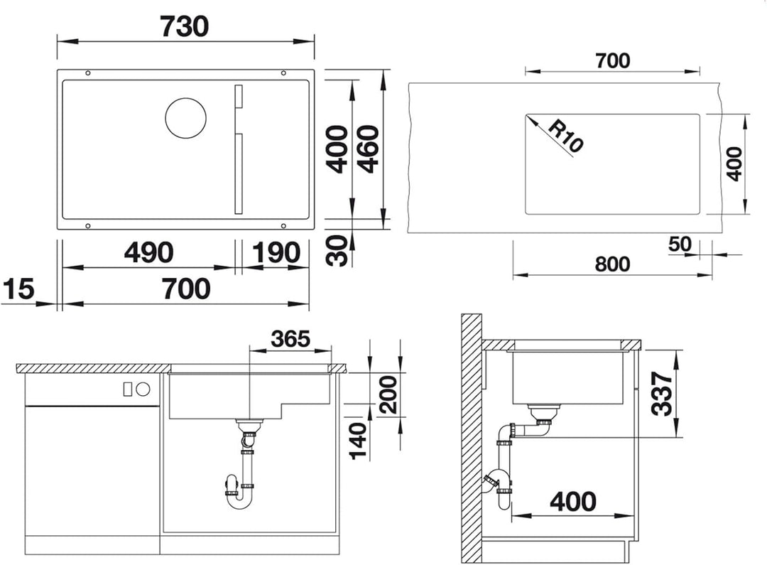 BLANCO SUBLINE 700-U Literevel | SILGRANIT cafe | Einbauart: Unterbau | ohne Ablauffernbedienung, mi