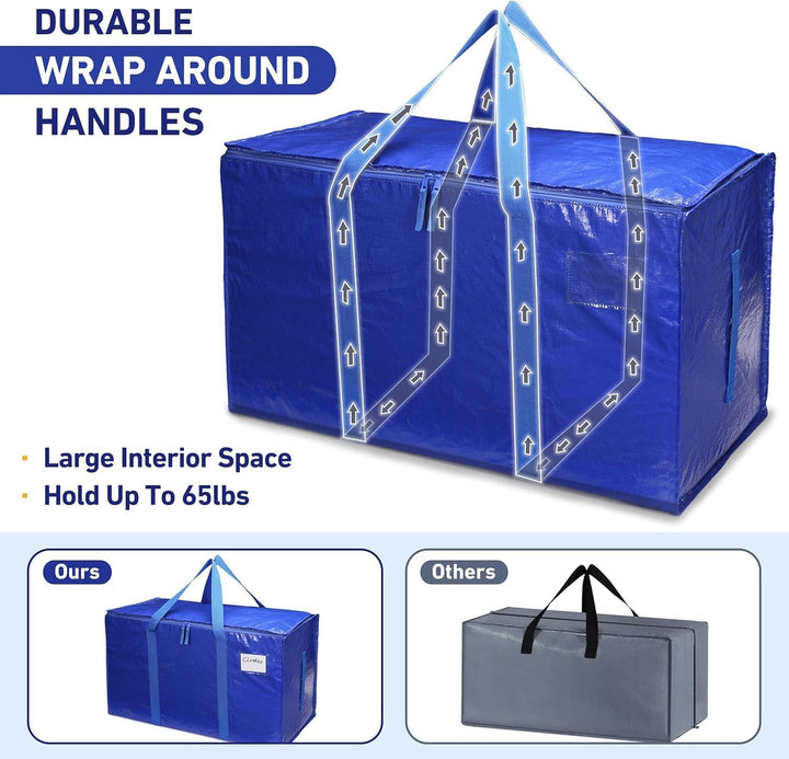 6er-Pack Transporttasche Königsblau, 84L Umzugstasche (69x27x45cm) - Strapazierfähige Umzugstaschen