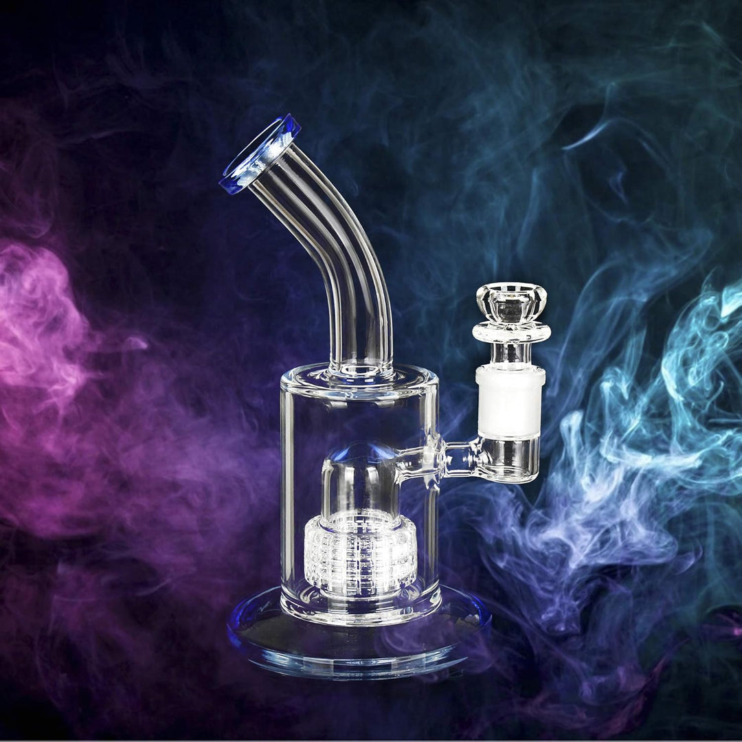 The7boX Thick Bong Glass Water Pipes Smoke Blue Bongs with Percolator 18.8 mm Blau, Blau
