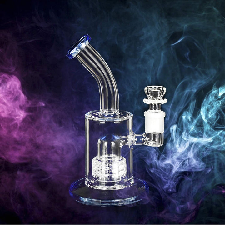 The7boX Thick Bong Glass Water Pipes Smoke Blue Bongs with Percolator 18.8 mm Blau, Blau