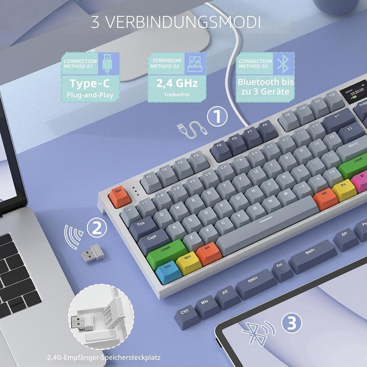 VGN GAMEPOWER RK86PRO Mechanische Gaming Tastatur Kabellos 75% Prozent TKL, 2,4G Wireless/Bluetooth/