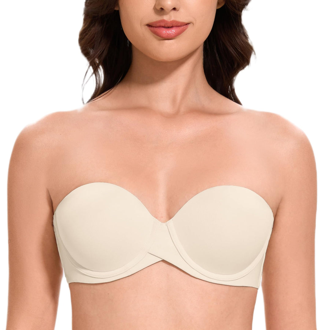 MELENECA Damen Push-Up Trägerlos BH - Bügel BH mit geformte Cups 85B Sanddollar, 85B Sanddollar