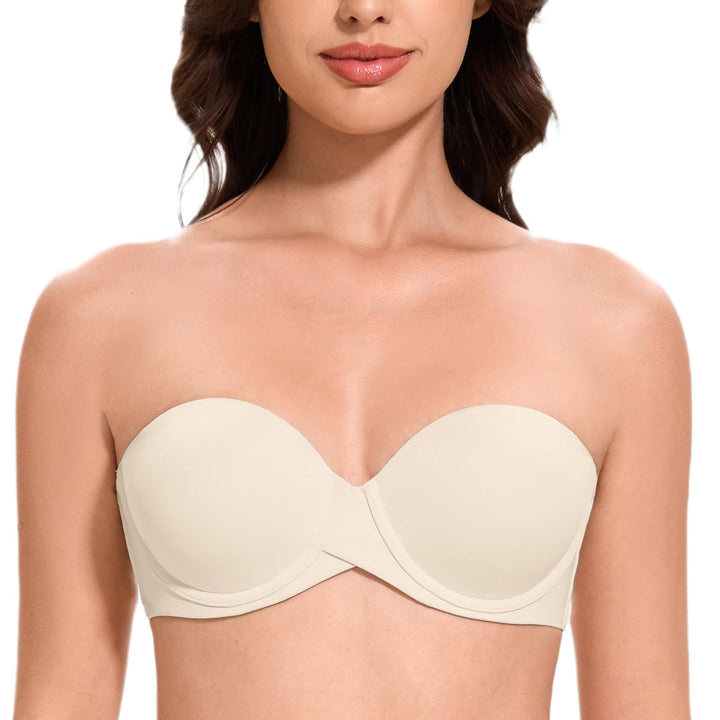 MELENECA Damen Push-Up Trägerlos BH - Bügel BH mit geformte Cups 85B Sanddollar, 85B Sanddollar