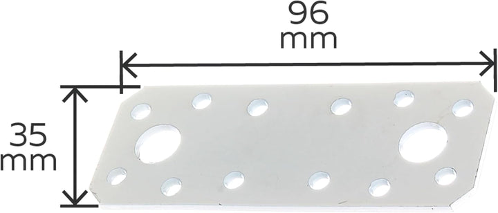 Alberts 846329 Flachverbinder | weiss kunststoffbeschichtet | 96 x 35 mm | 50er Set 100 x 35 mm / 50