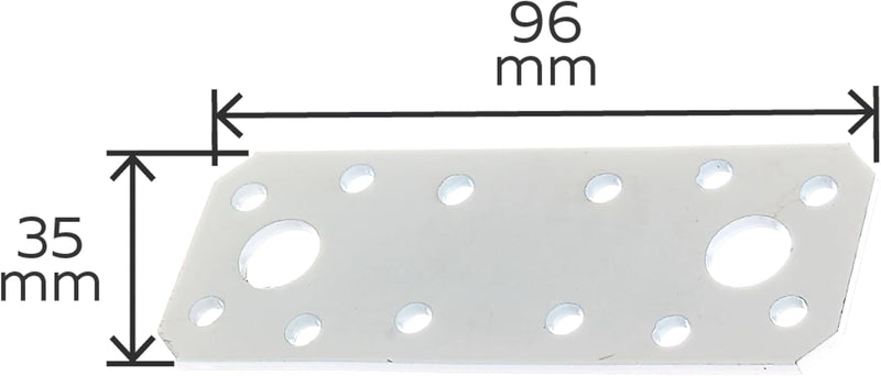Alberts 846329 Flachverbinder | weiss kunststoffbeschichtet | 96 x 35 mm | 50er Set 100 x 35 mm / 50