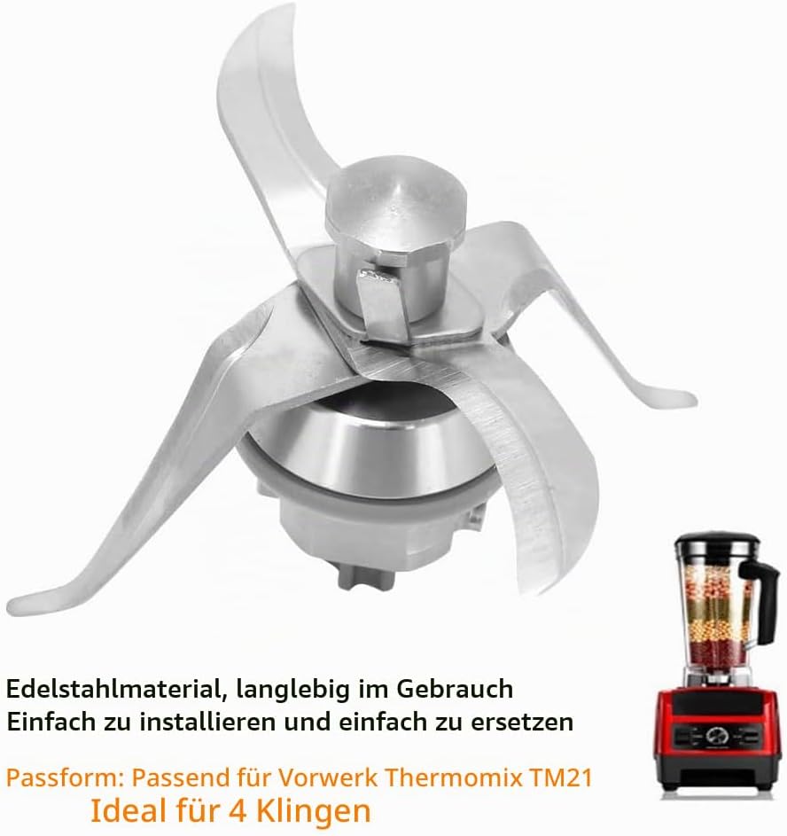 Mixer Messer, TM21 Küchenmaschinen Edelstahl Umgekehrtes Gewinde Mixmesser, Thermomix TM21 Ersatztei