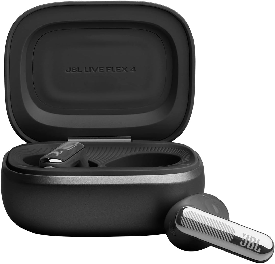 JBL Live Flex 4, Kabellose Noise-Cancelling-Ohrhörer, Schwarz | Hi-Res Audio, Smart Charging Case, B