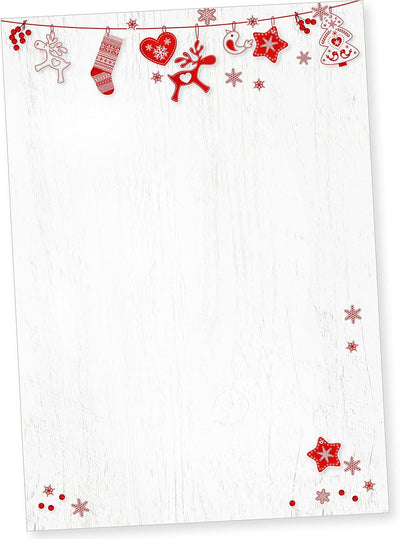 Julfest 250 Sets Weihnachtsbriefpapier mit Fensterumschlag, Briefpapier Weihnachten A4 mit Umschlag