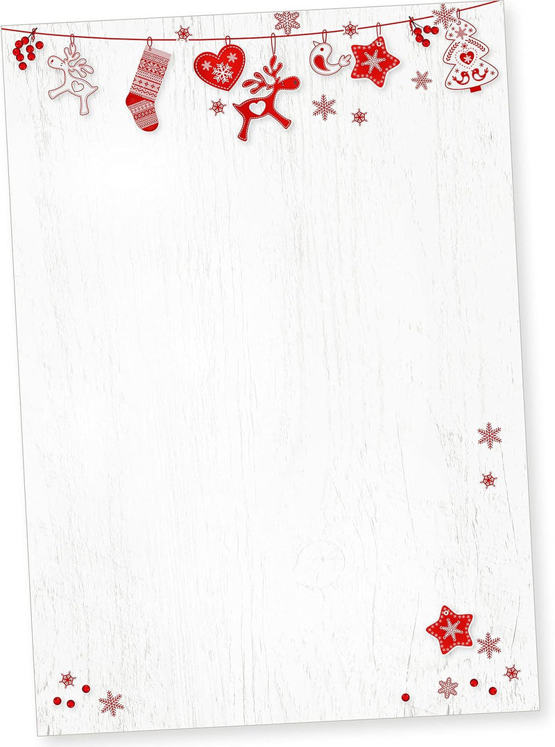 Julfest 250 Sets Weihnachtsbriefpapier mit Fensterumschlag, Briefpapier Weihnachten A4 mit Umschlag
