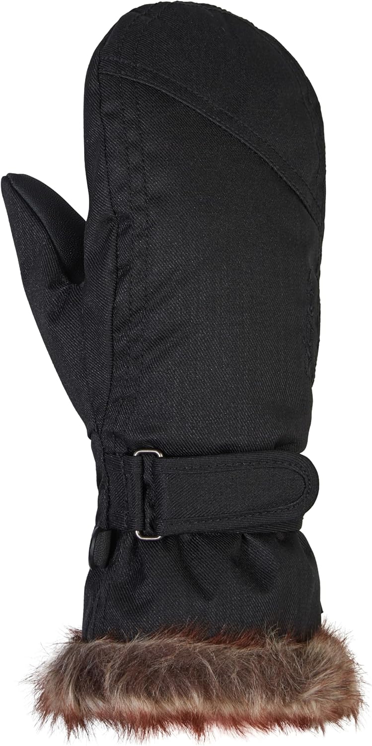 Ziener Mädchen LED Mitten Girls junior Ski-Handschuhe Wintersport, warm, atmungsaktiv 6.5 black-stru